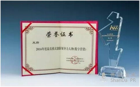 2016年度最具創新模式領導力(數字營銷大獎